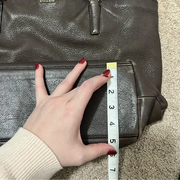 Coach Madison Pebbled Leather Tote in Espresso/Eggplant - Picture 2 of 16